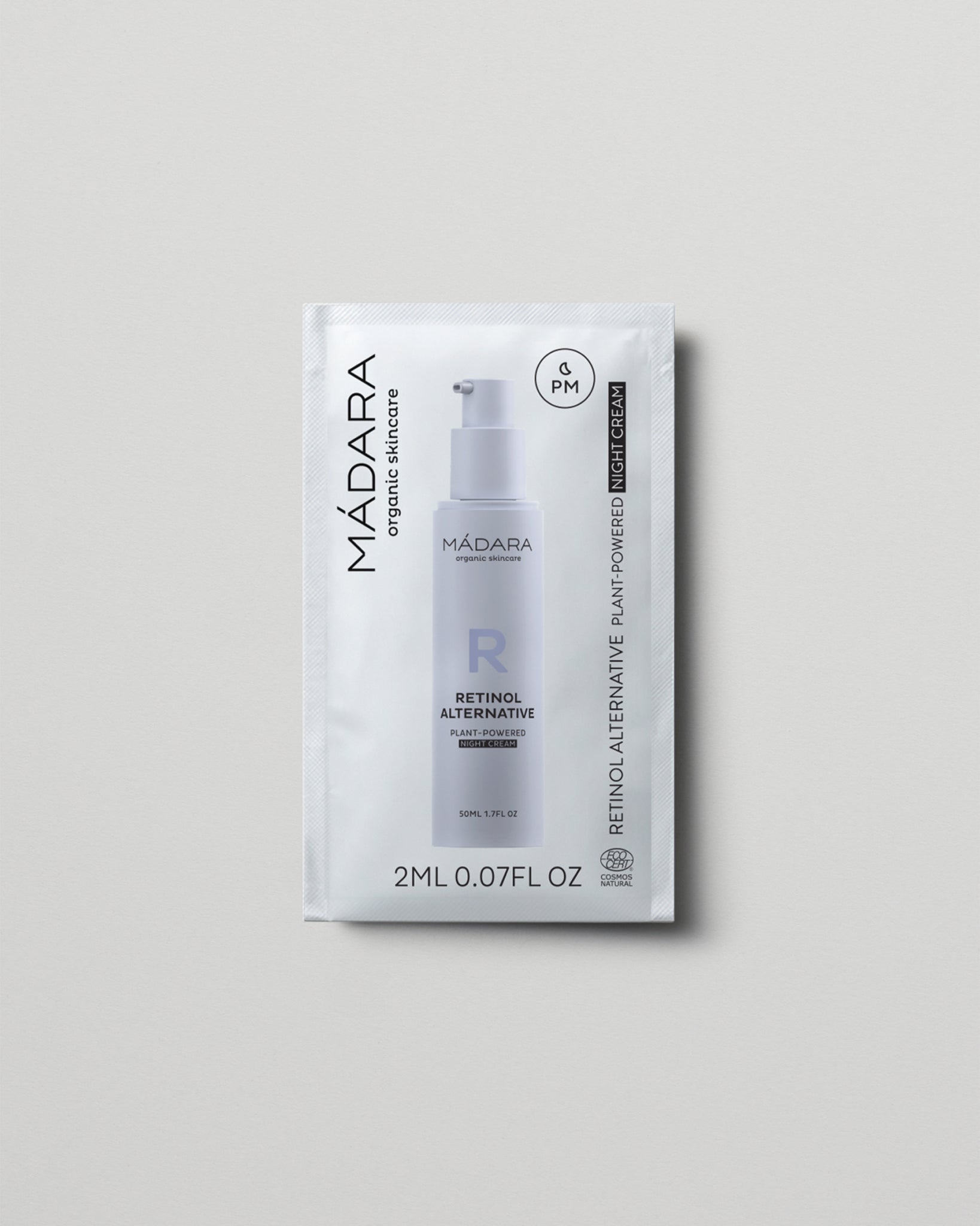 MÁDARA Organic Skincare plant powered night cream 2ml sample SC3172 2 face cream product photo on plain background.