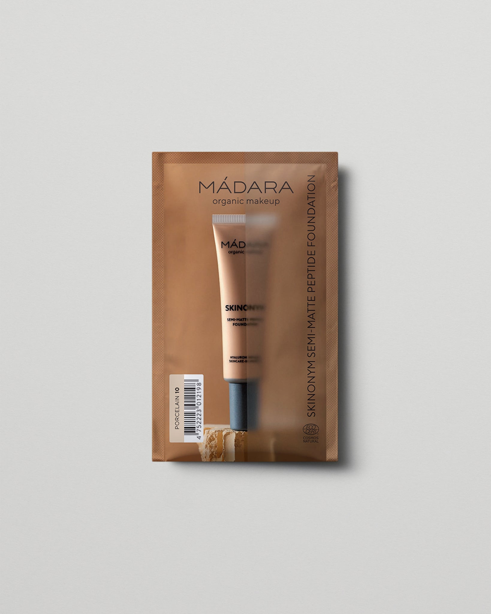 MÁDARA Organic Skincare semi matte peptide foundation porcelain 2ml SC6081 2 foundation product photo on plain background.