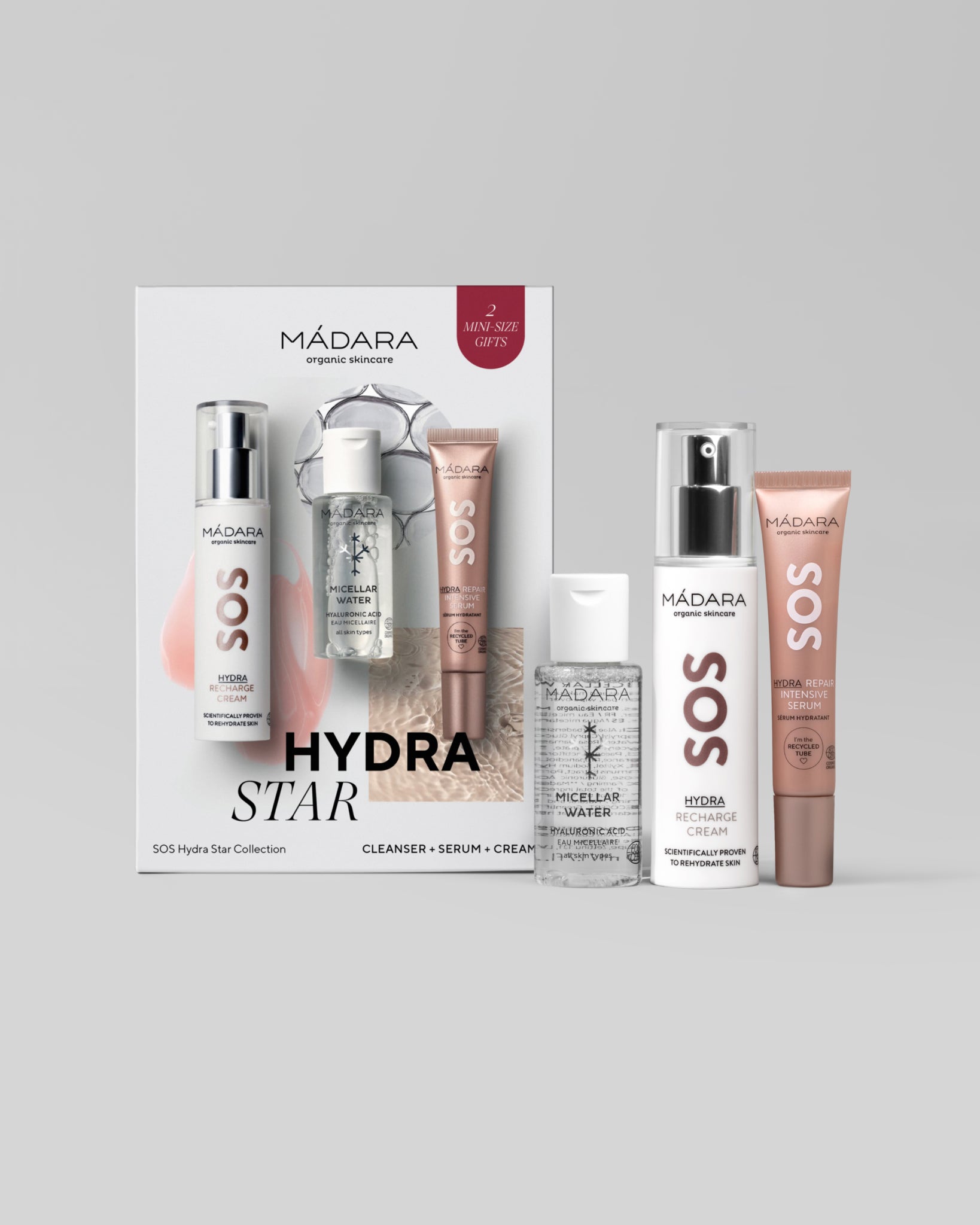 MÁDARA Organic Skincare sos hydra star collection A0034 product photo on plain background.