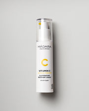 MÁDARA Organic Skincare vitamin c illuminating recovery cream madara A3302 face cream product photo on plain background.