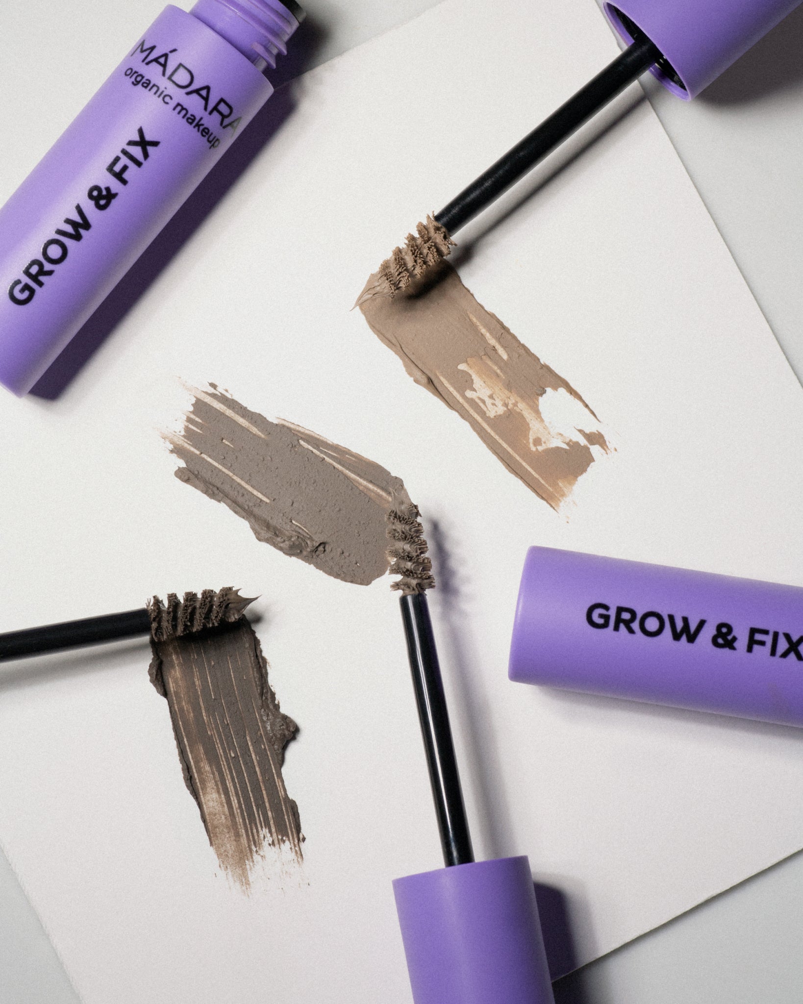 MÁDARA Organic Skincare grow and fix brow booster shades A6704 product photo on plain background.