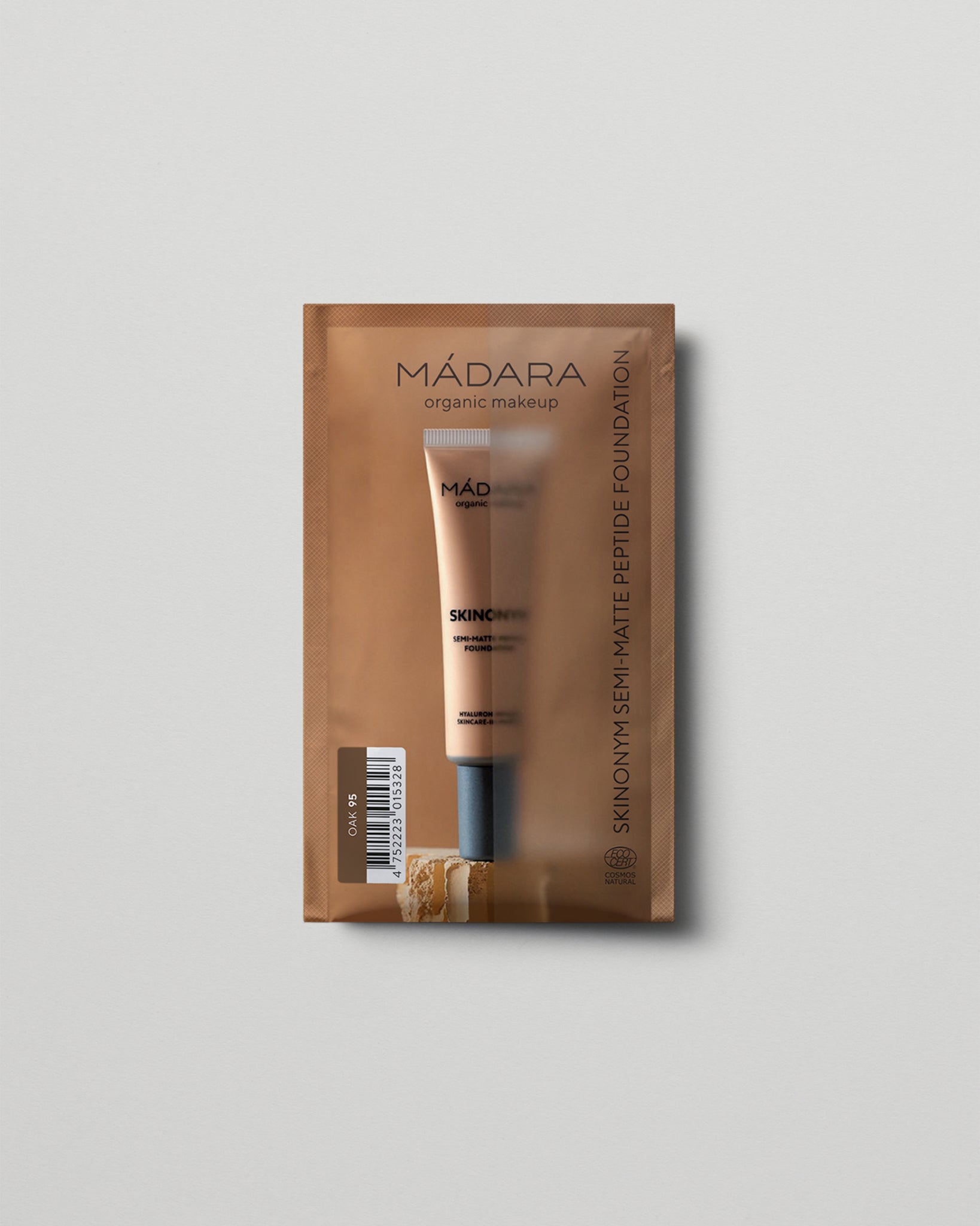 MÁDARA Organic Skincare semi matte peptide foundation oak 2ml SC6098 2 foundation product photo on plain background.